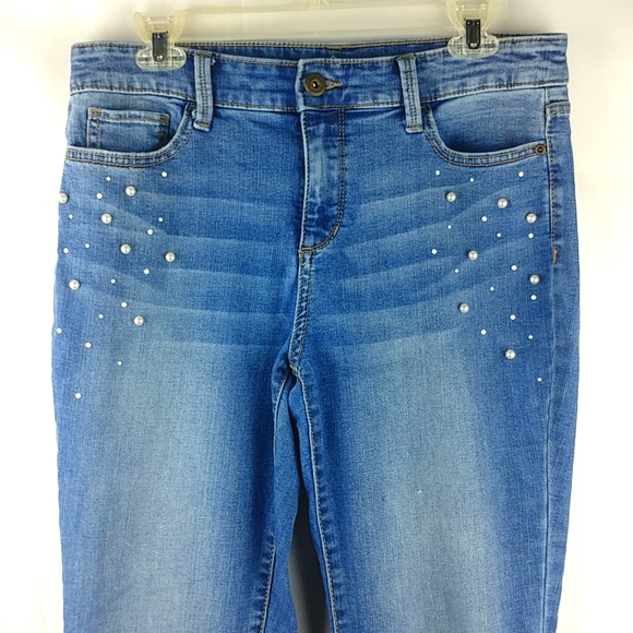 St. John's Bay Denim - Women's Pearl Embellished Straight Leg Jeans Size 10